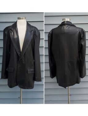 Lone Pine Buttery Soft Black Lambskin Leather One Button Blazer Jacket‎ Coat 40
